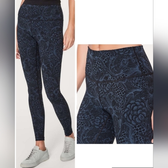 Lululemon Wunder Under Hi-Rise Tight 28" In Nouveau Mach Blue Black Size 6 - Picture 15 of 15